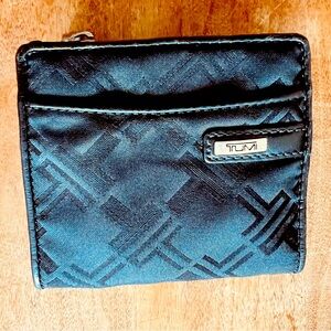 TUMI Signature Collection Compact Wallet leather trim—matching bag available